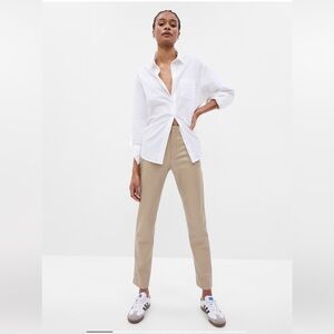 GAP Mid Rise Vegan Leather Downtown Trousers Size 10 Chino Beige